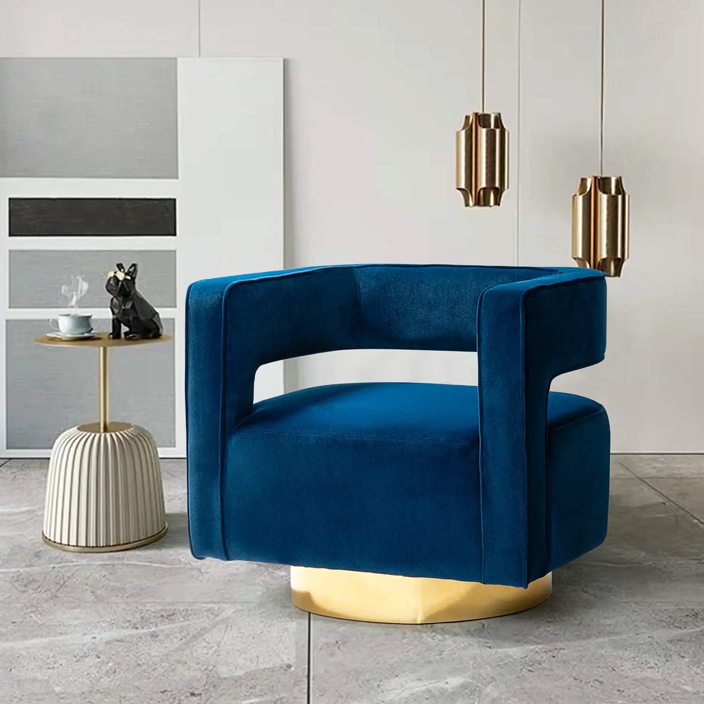 Velvet Swivel Barrel Chair