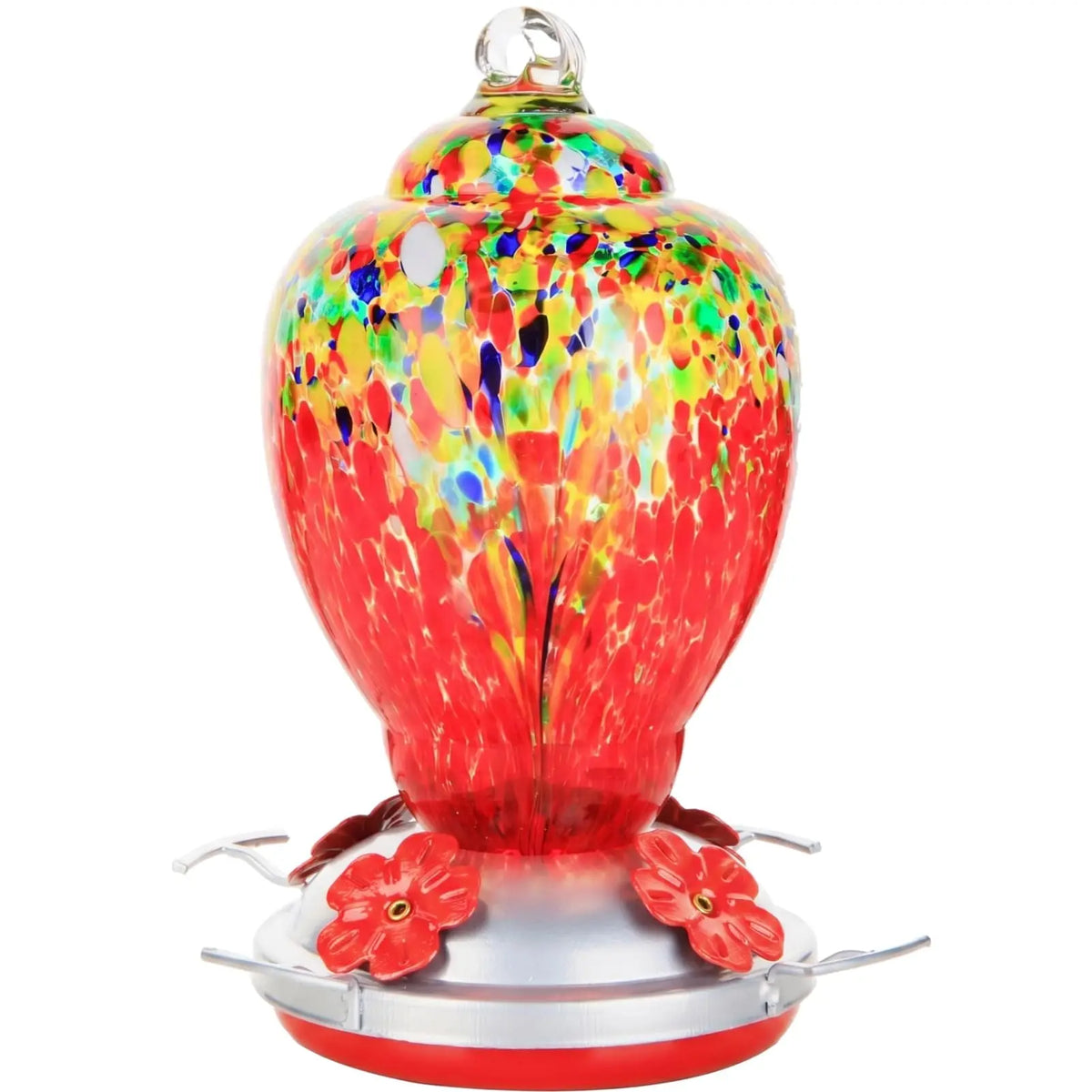 Hand Blown Glass Hummingbird Feeder