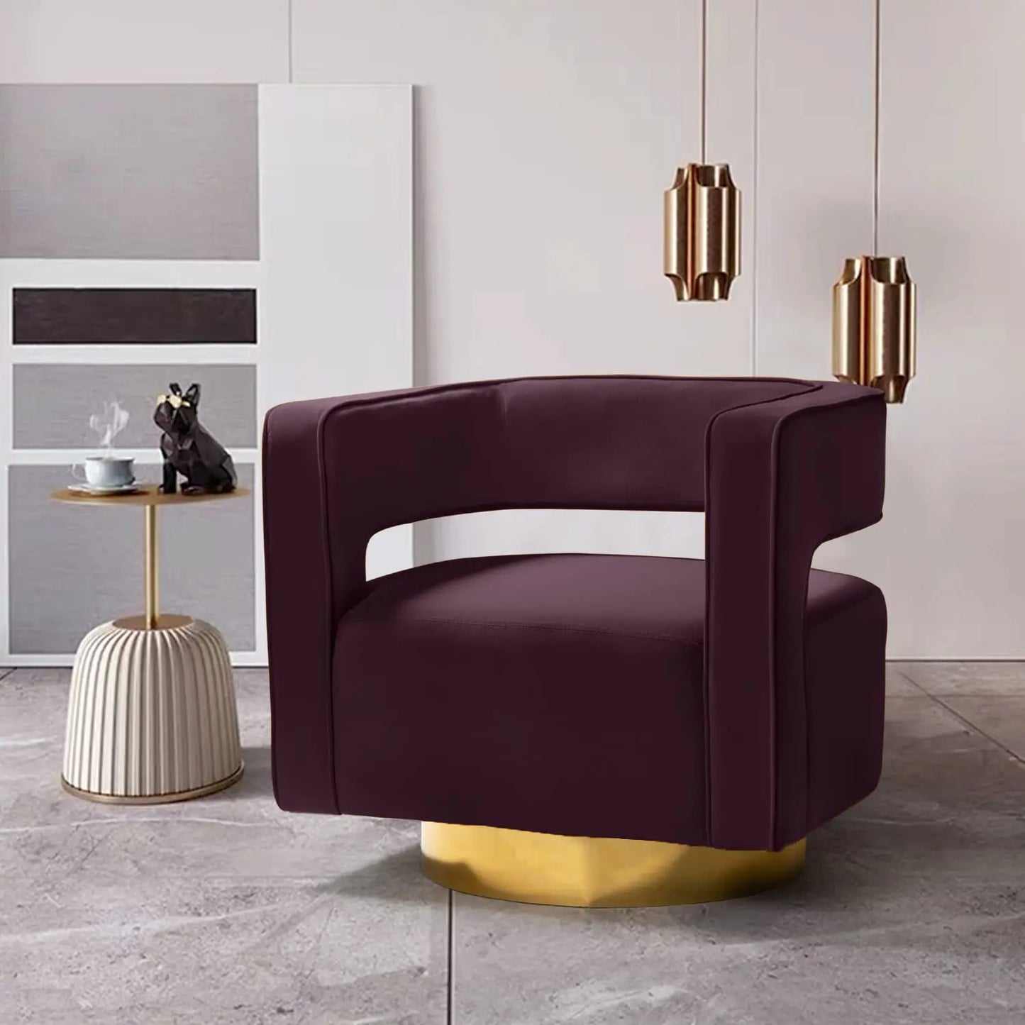 Velvet Swivel Barrel Chair