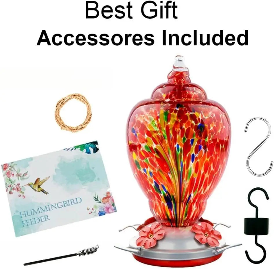 Hand Blown Glass Hummingbird Feeder