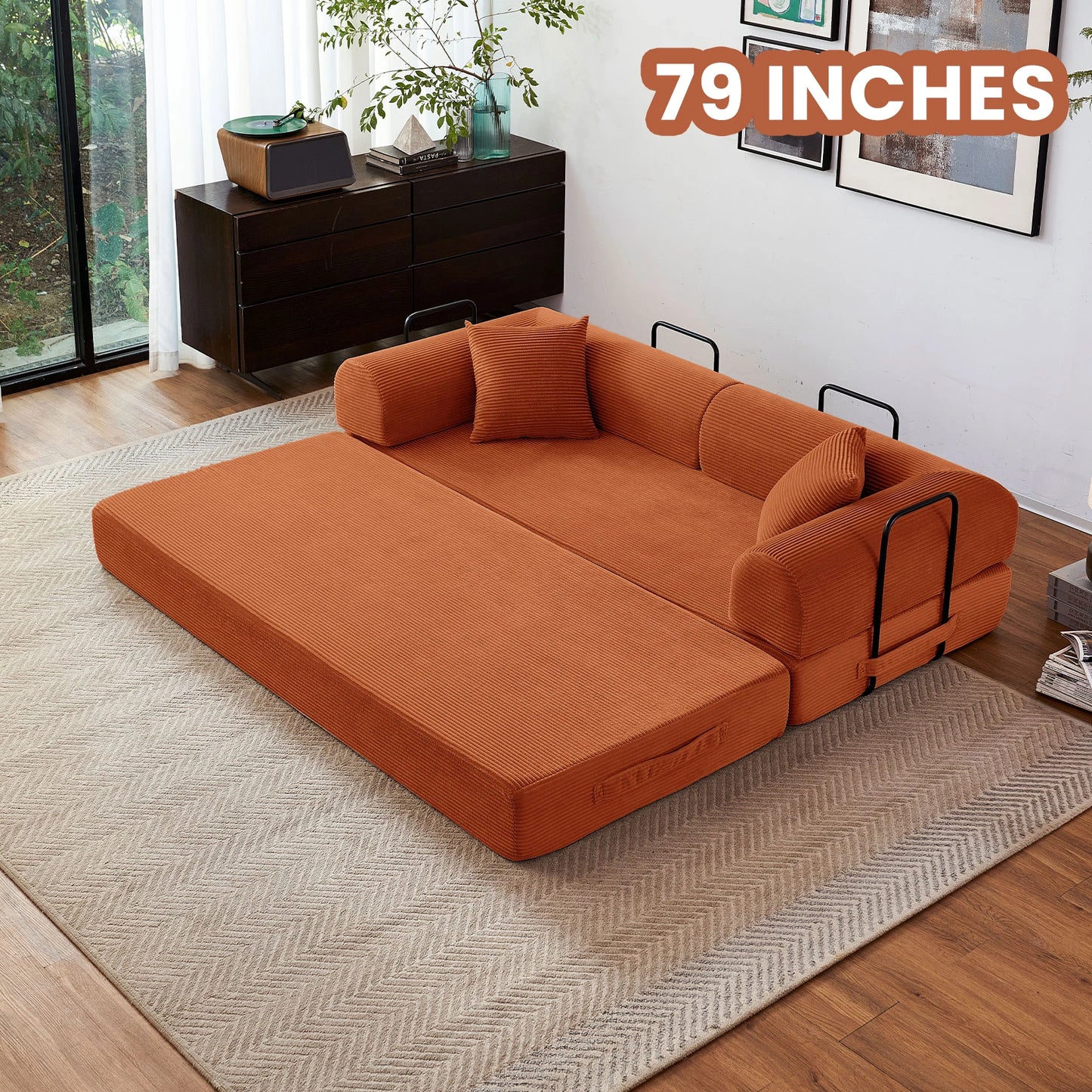 Foldable Convertible Futon Sleeper Sofa Bed