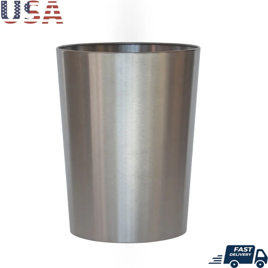 Brushed Nickel Metal Wastebasket