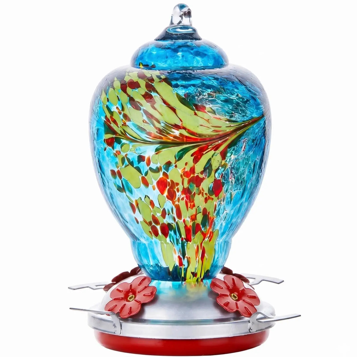 Hand Blown Glass Hummingbird Feeder