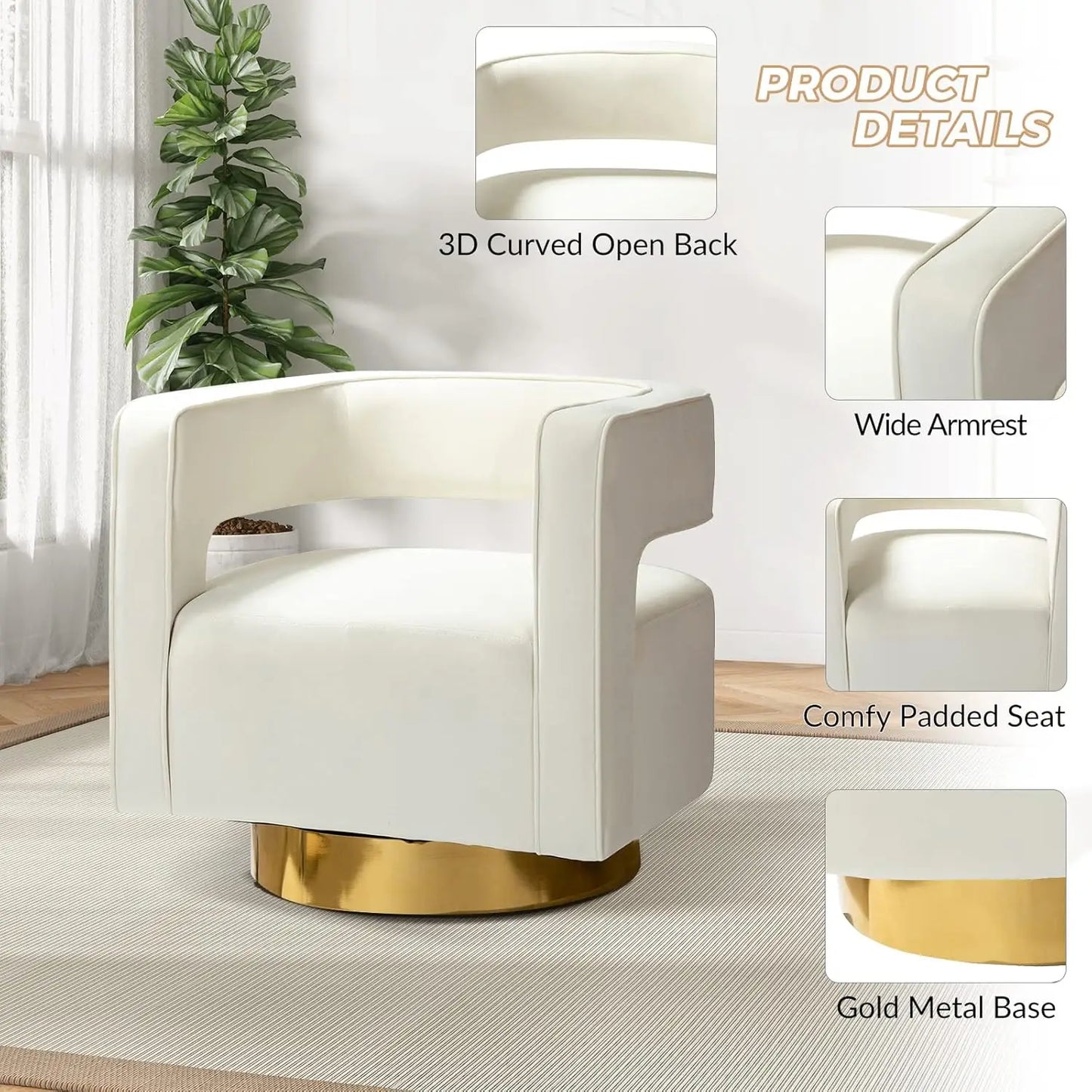 Velvet Swivel Barrel Chair
