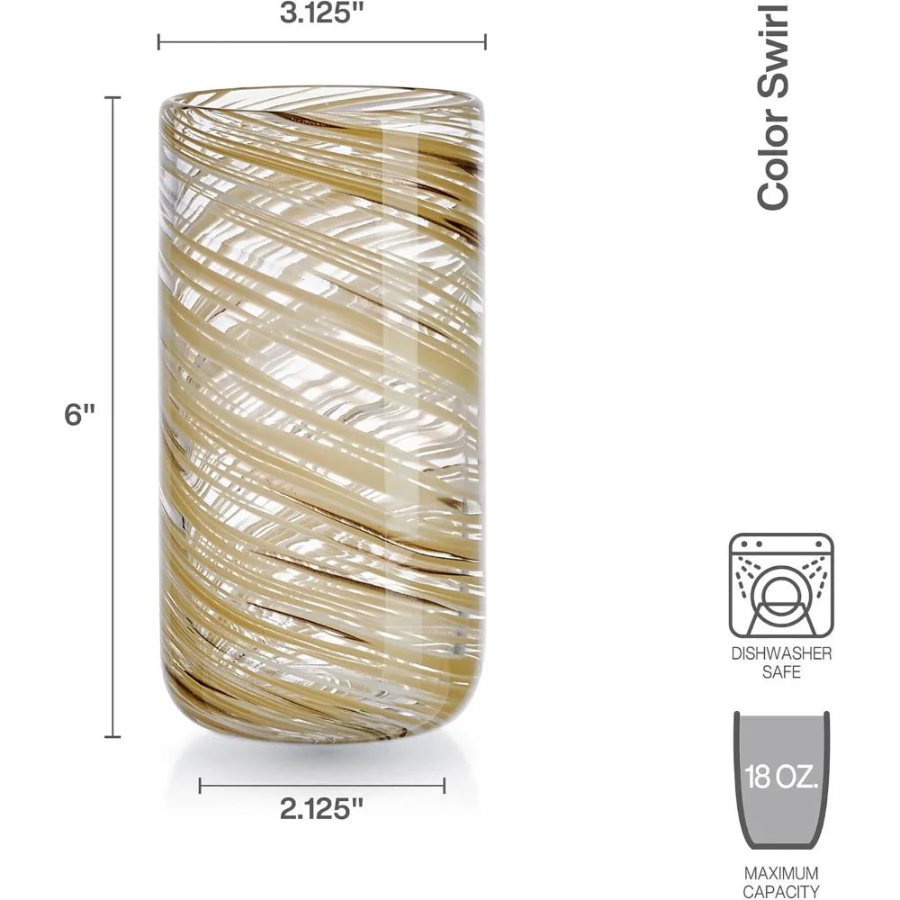 Set Of 4 Honey Swirl Highball Glasses