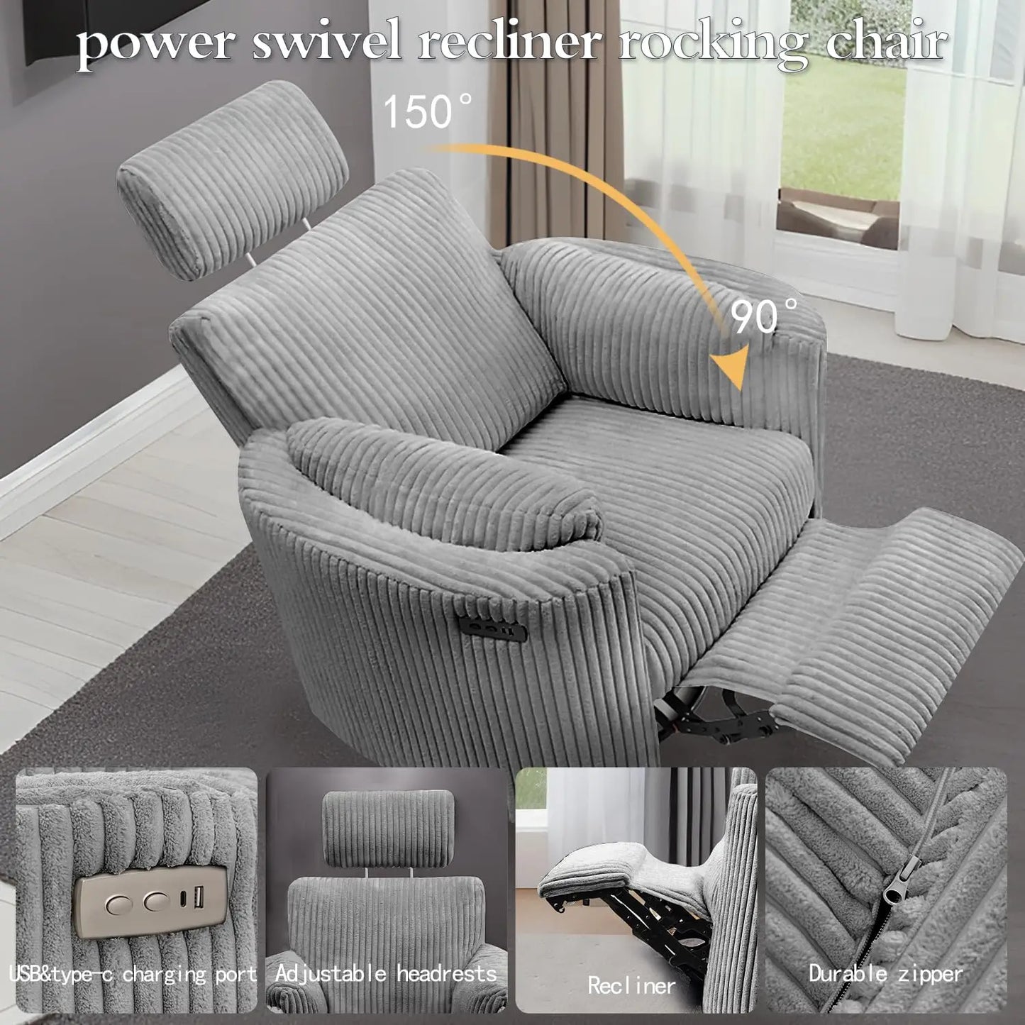 Power Swivel Recliner Rocking Chair