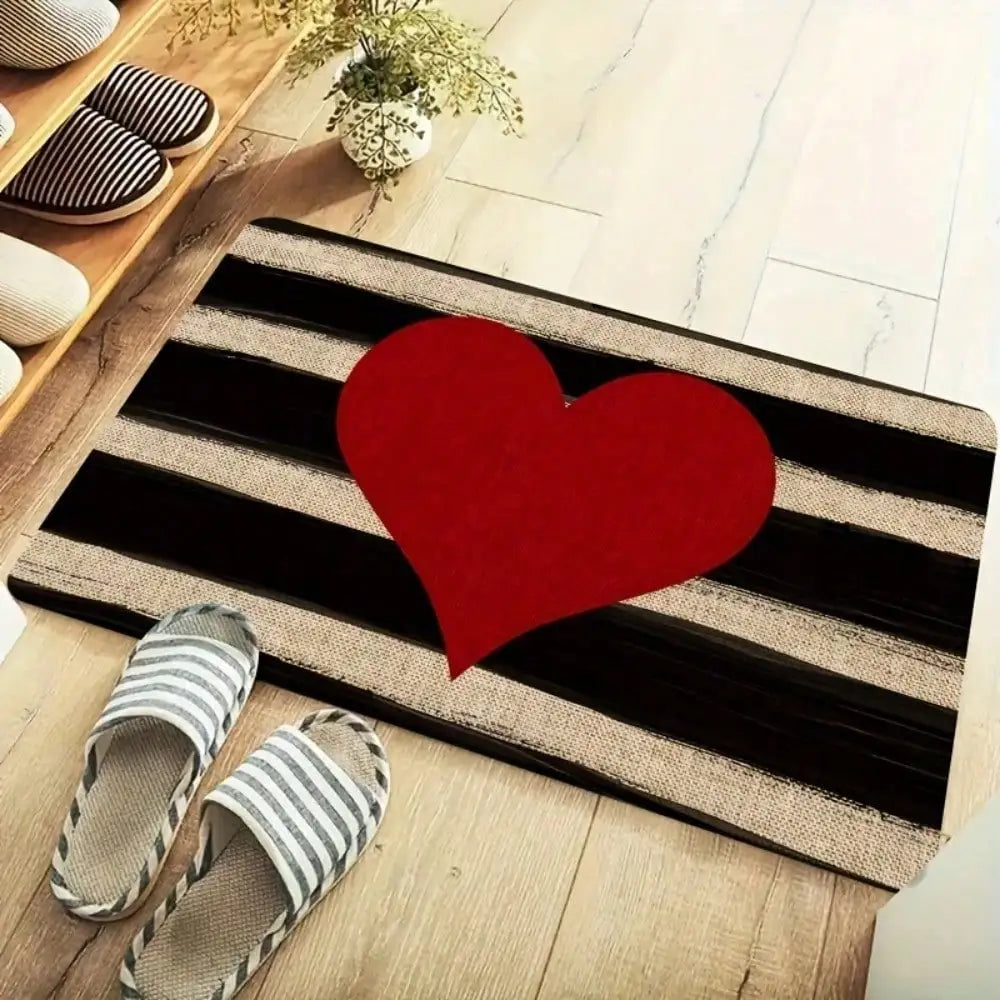 Valentines Day Doormat Red Heart Rug Non-Slip