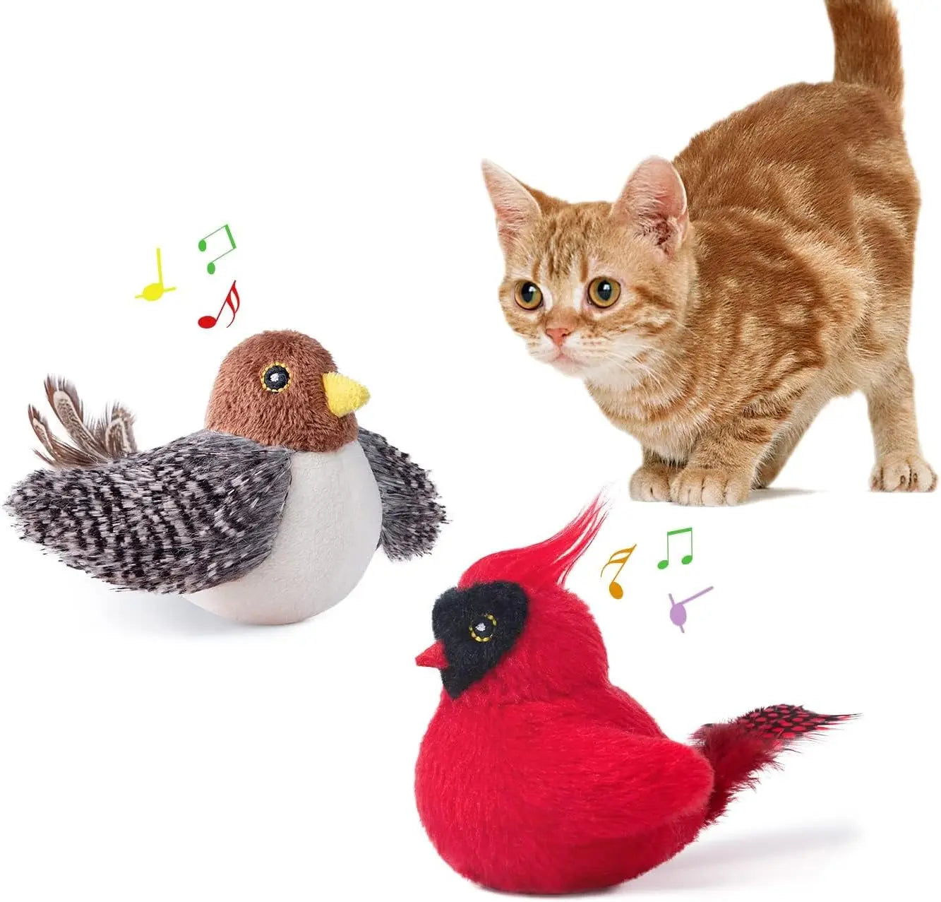 2 Interactive Cat Toys With Chirping Birds,