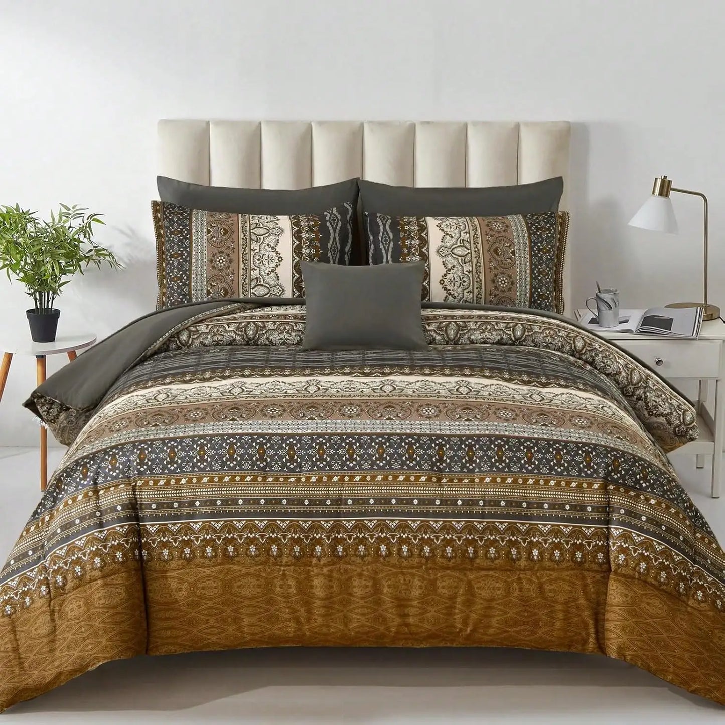 8PCS Boho Striped Comforter Set