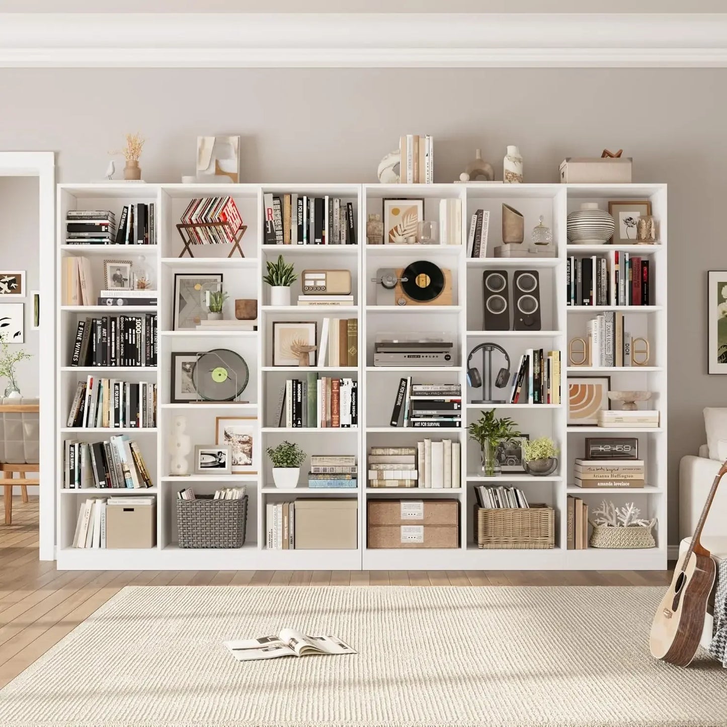 Triple Wide Bookshelf, 6 Tier74'' Tall