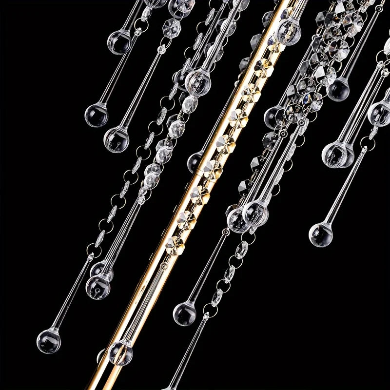 Set of Metal Gold Vases, Chandelier Crystal