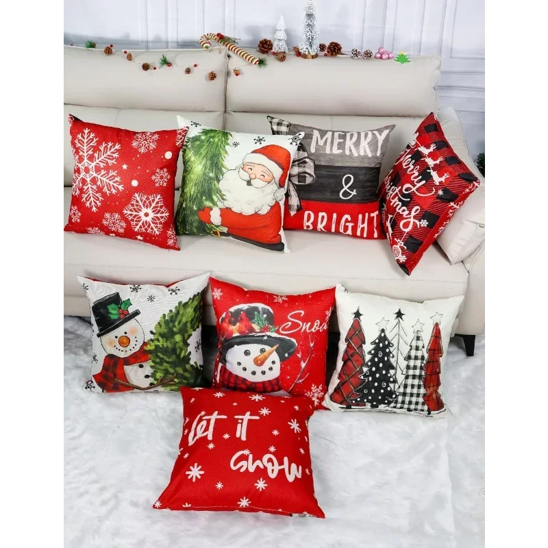 Set of 4 Double-Sided Print Christmas Pillow