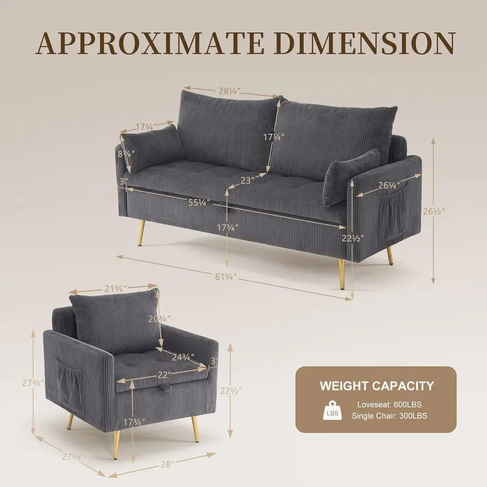 3-Seater Storage Sofa And Loveseat Set