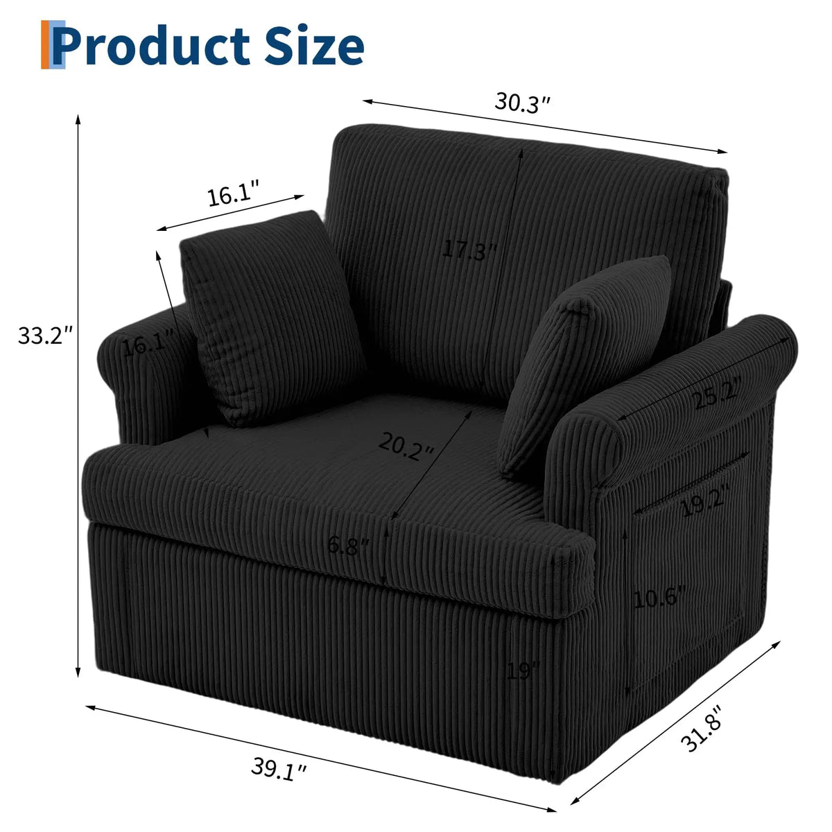 Swivel Armchair Corduroy