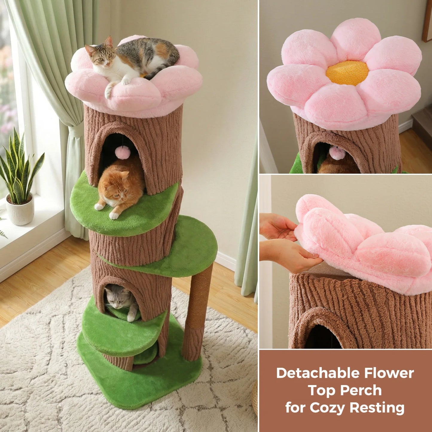 Large Cat Tree with 4 Spacious Condos