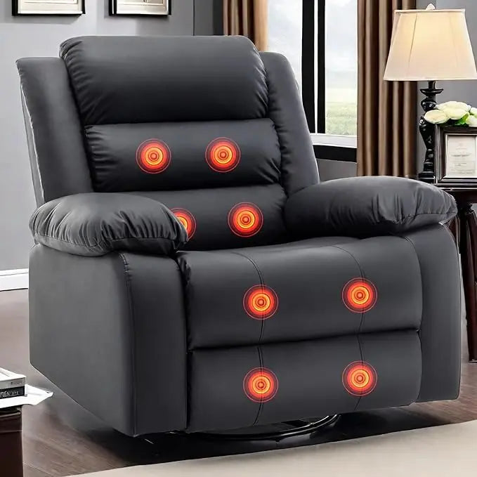 Recliner Rocking  Chair, Massage And Heat,360°Swivel