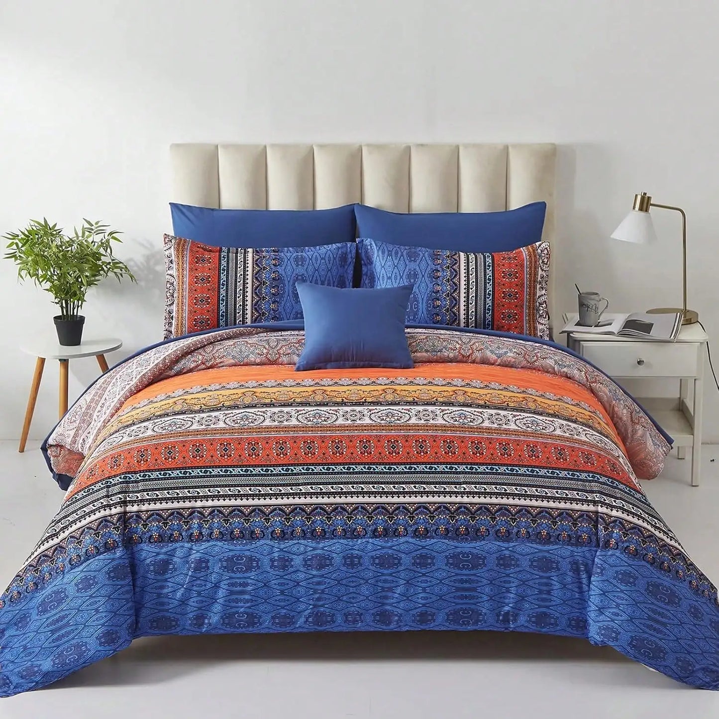 8PCS Boho Striped Comforter Set