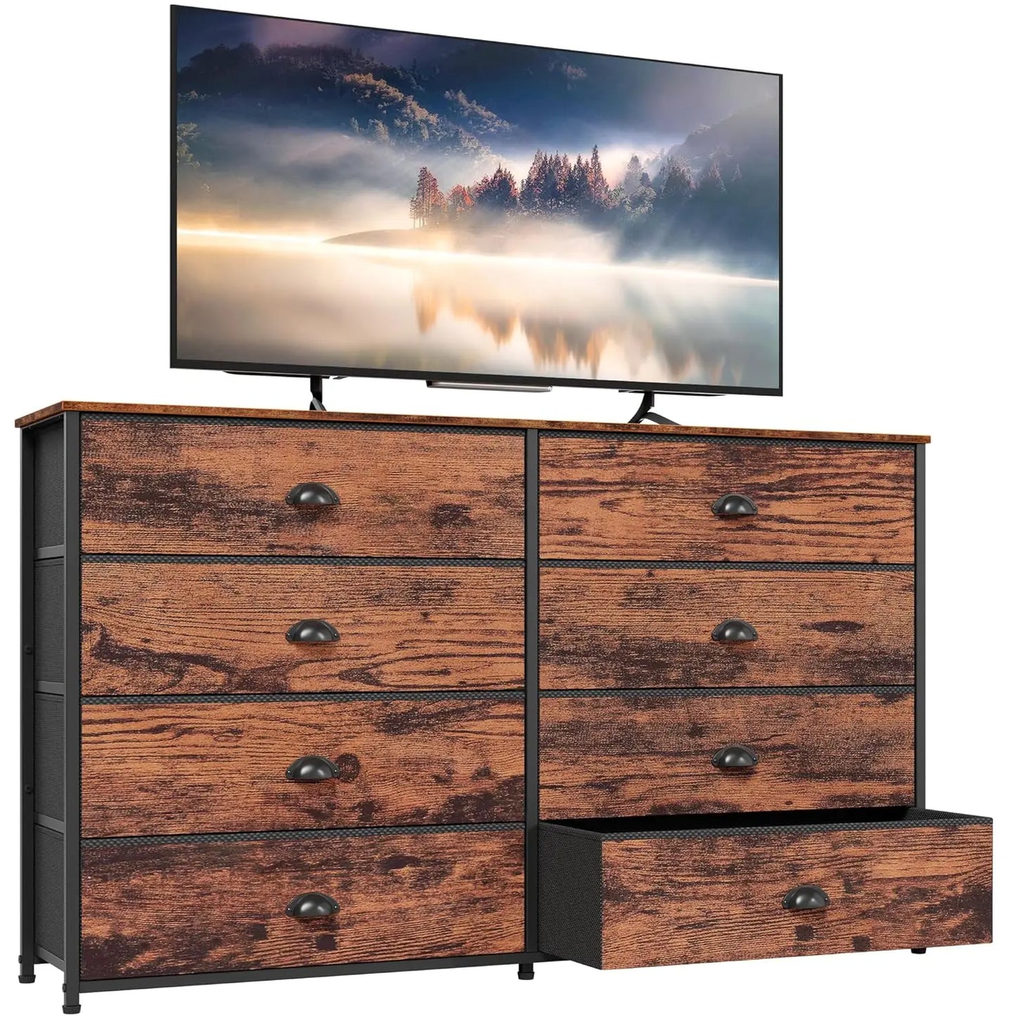Wide Dresser with 8 Fabric Drawers