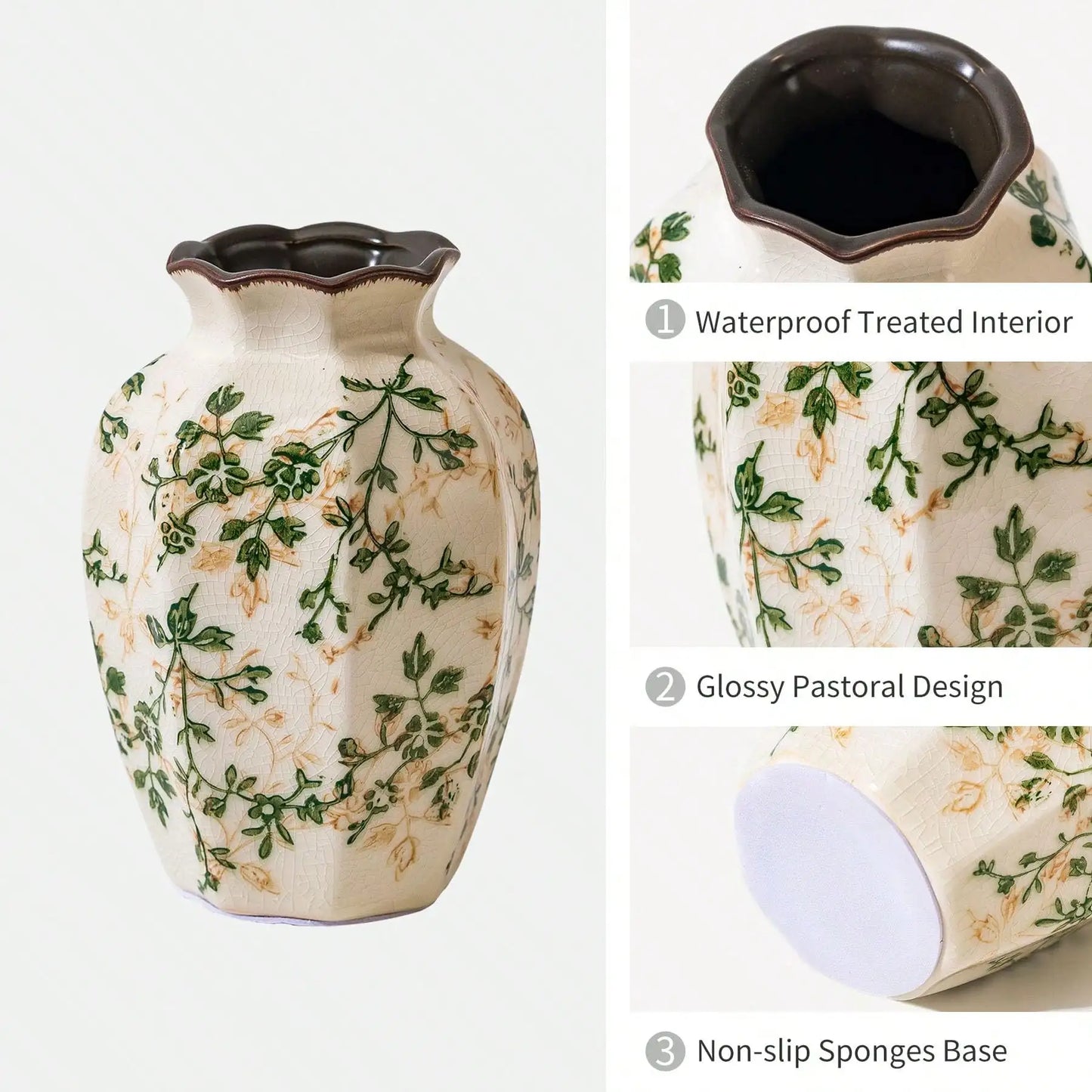 Vintage Pastoral Octagonal Vase