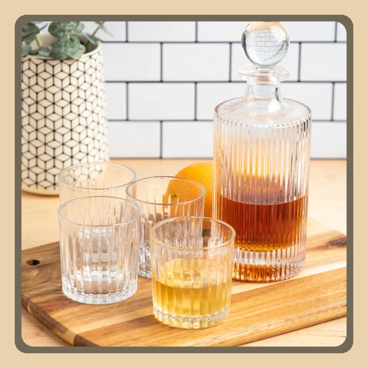 Whiskey Decanter Cocktail Glasses, 5-Piece Set