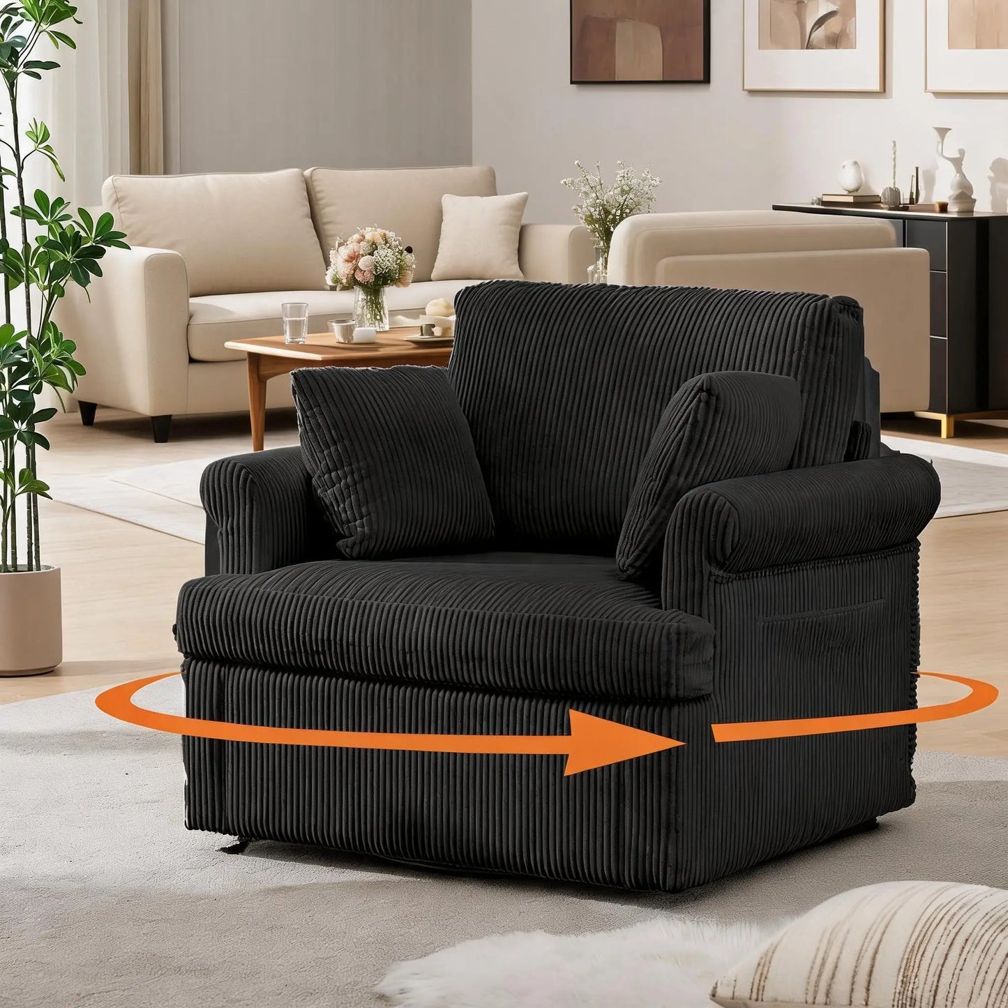 Swivel Armchair Corduroy