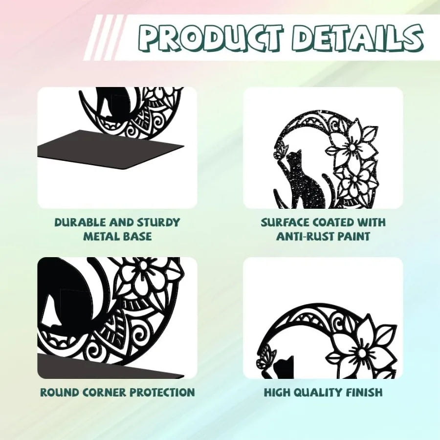 Heavy Duty Metal Bookends 5.3x4.3x5.3 Cast Iron