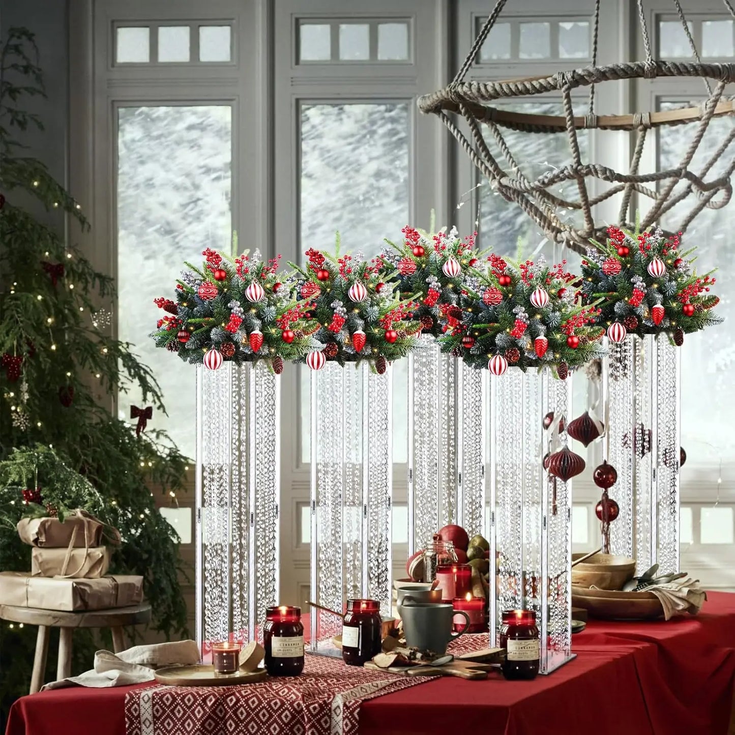 8PCS Acrylic Flower Stand with Crystals Beads