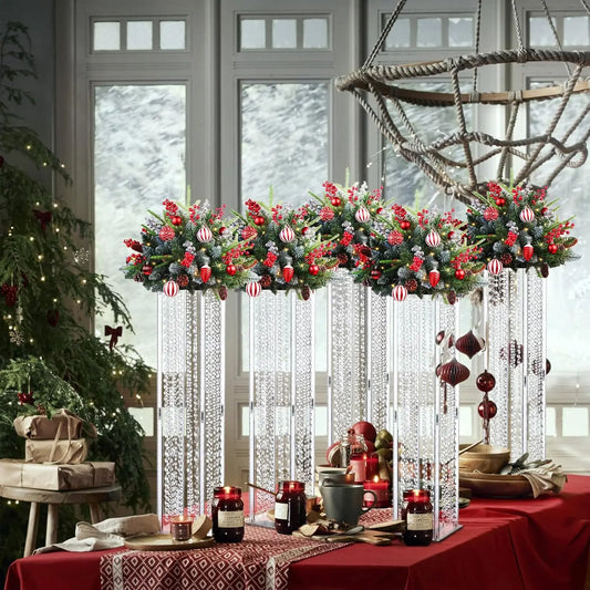 8PCS Acrylic Flower Stand with Crystals Beads