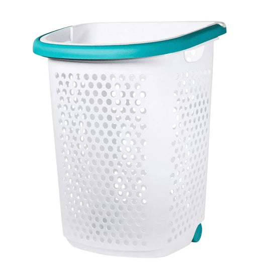 2 Bushel Rolling Plastic Laundry Hamper