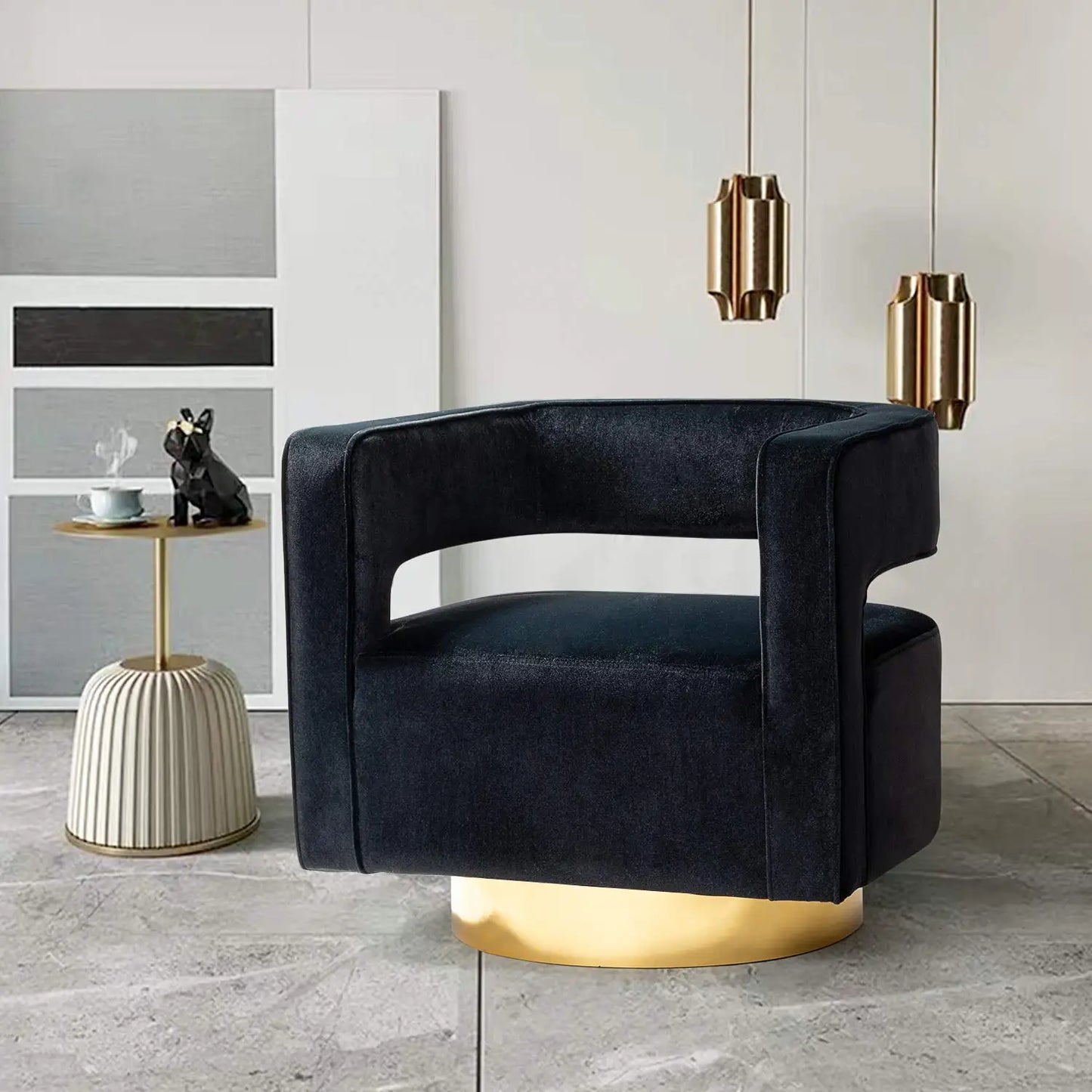 Velvet Swivel Barrel Chair