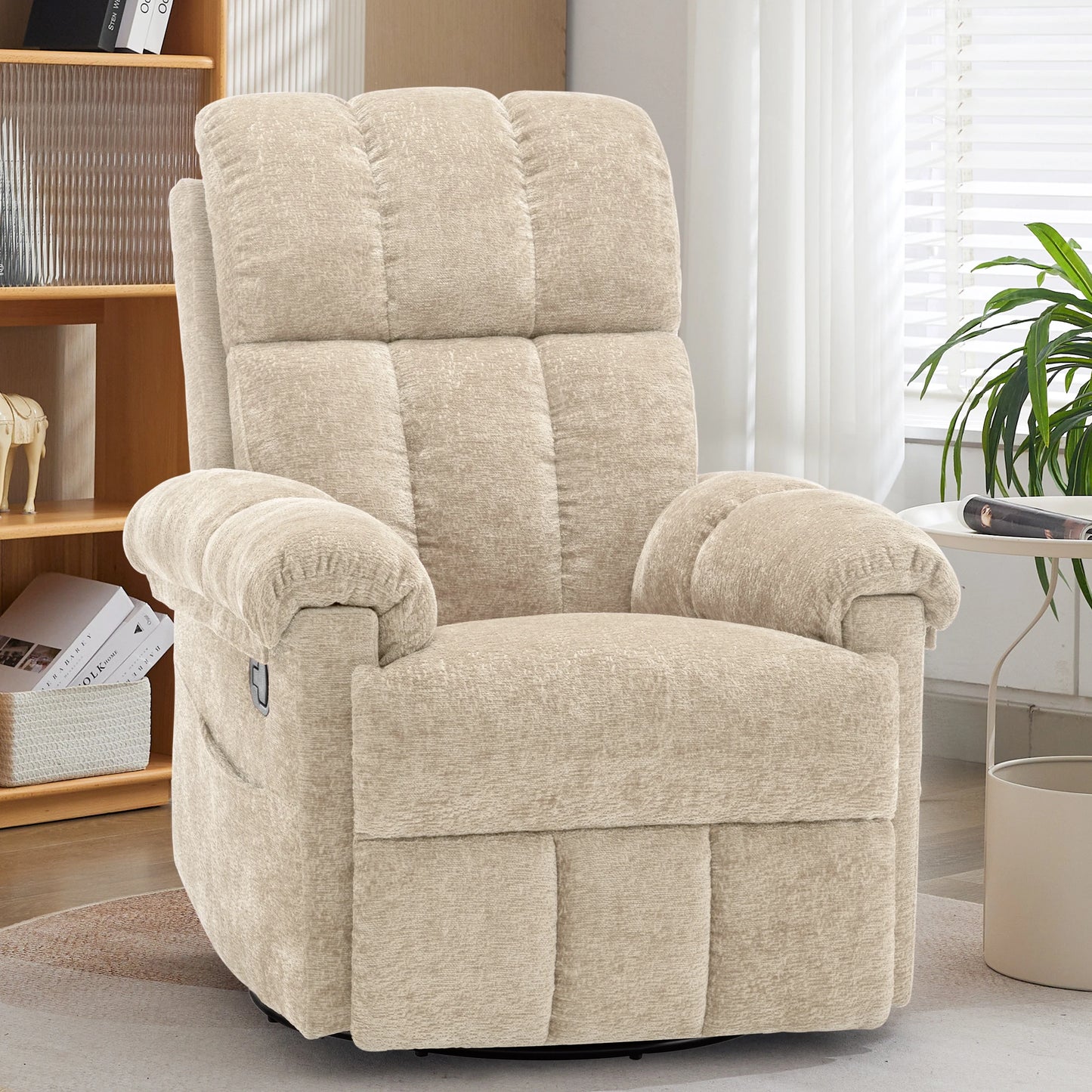 Swivel Rocker Recliner Chair With Side Pockets