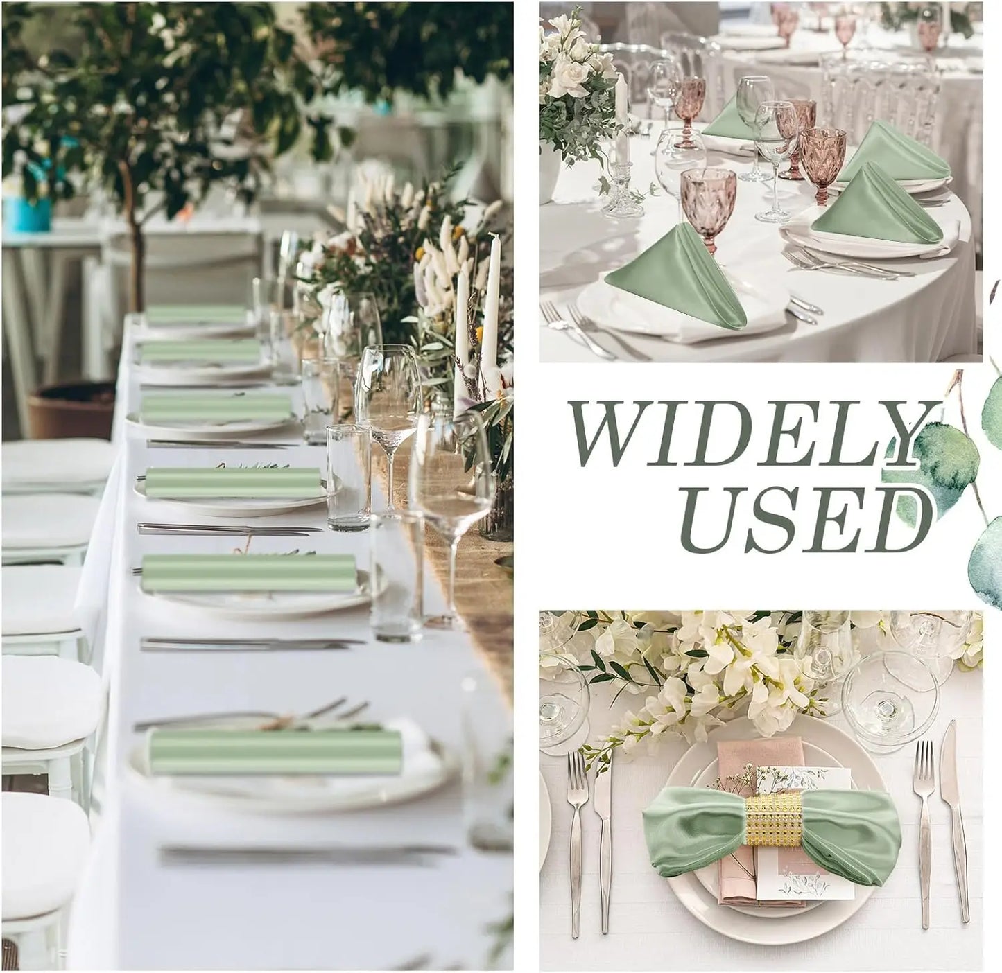 24 Pcs Satin Square Table Napkins