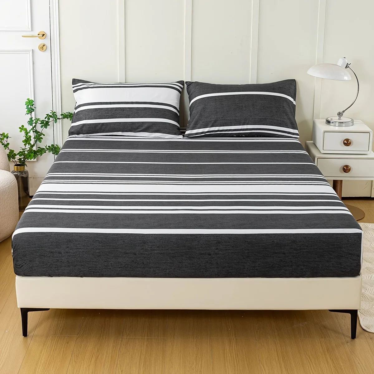 3-Piece Striped Fitted Sheet Set