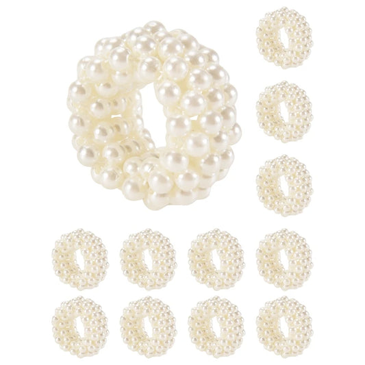Napkin Ring 12-Piece Set, White Pearl
