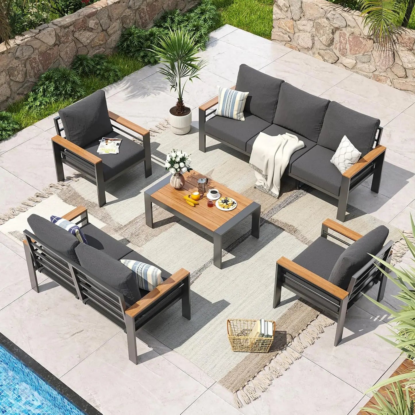 Aluminum Patio Furniture Set 7 Seats