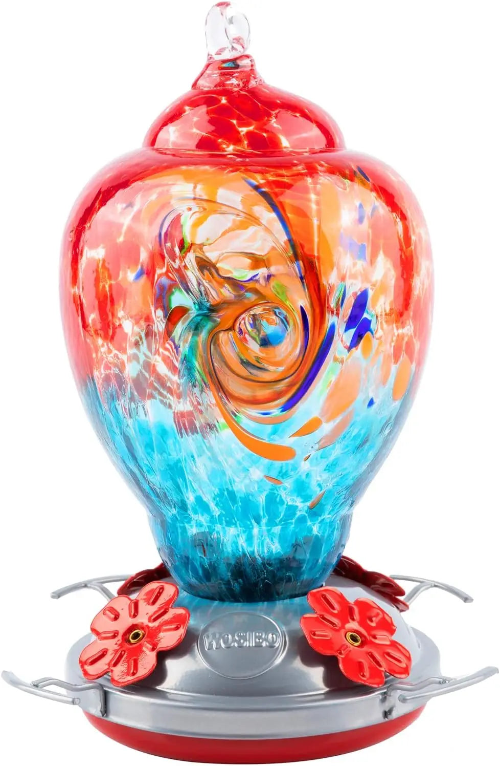 Hand Blown Glass Hummingbird Feeder