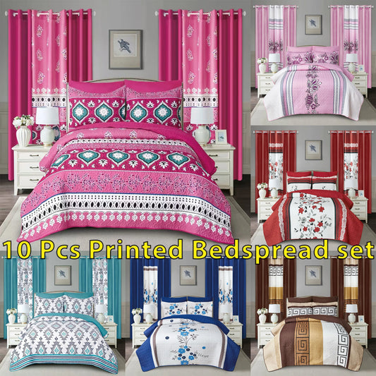 10 Pcs Printed Bedspread Set