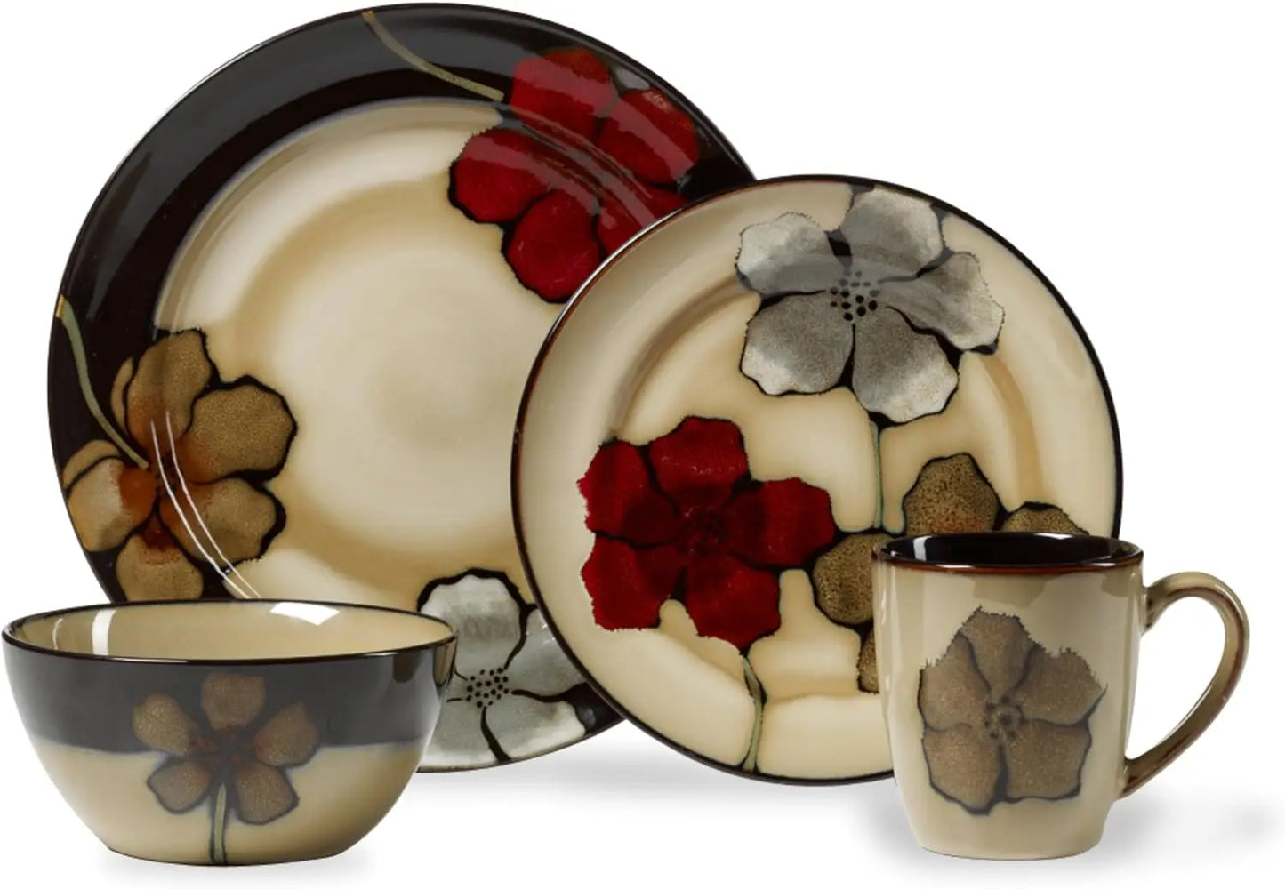 Painted Poppies 16-Piece Dinnerware Set