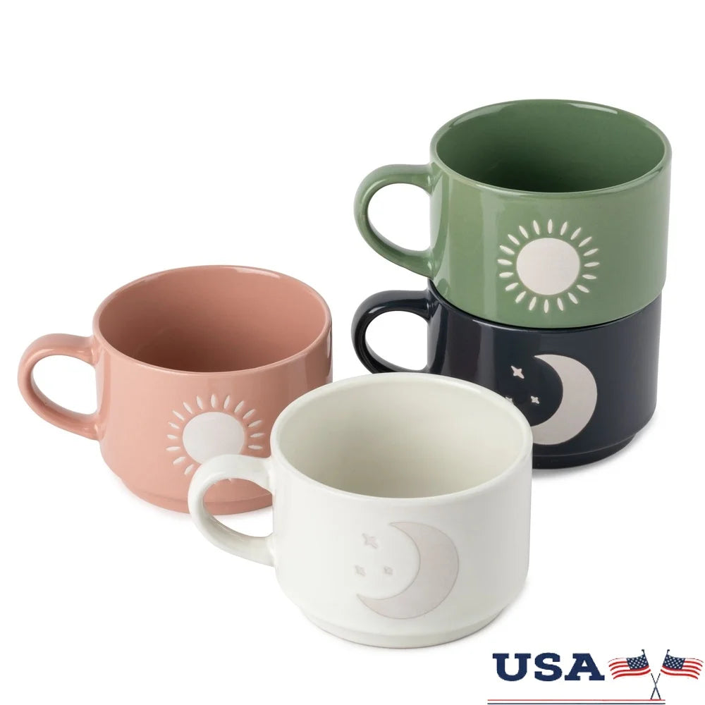 Stackable Ceramic Coffee Mug Set