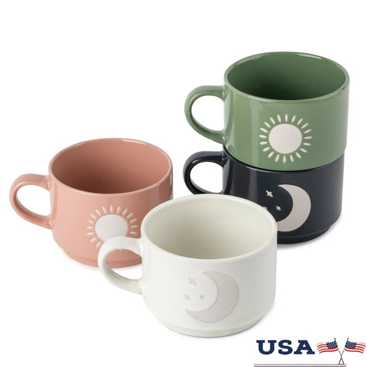 Stackable Ceramic Coffee Mug Set