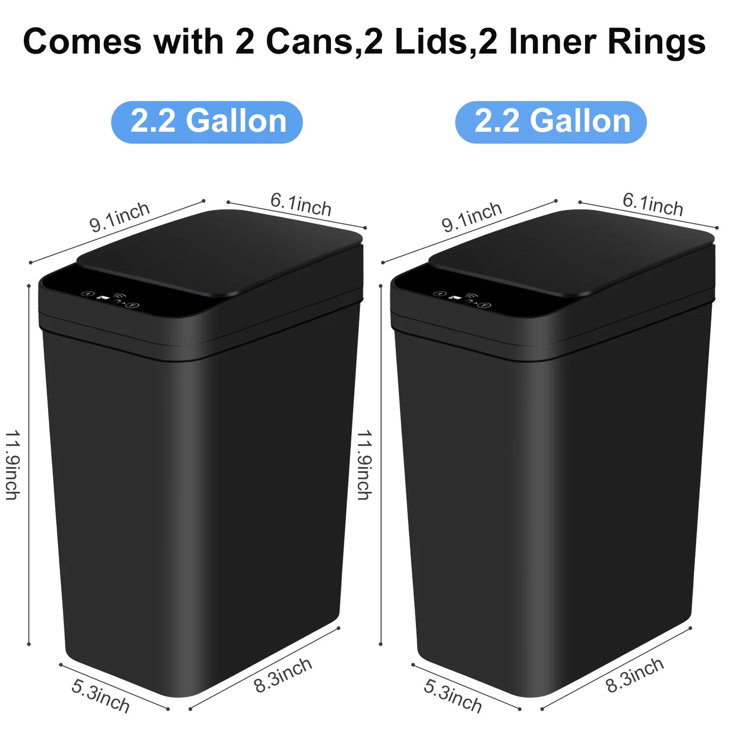 2 Pack 12L Bathroom Automatic Trash Can