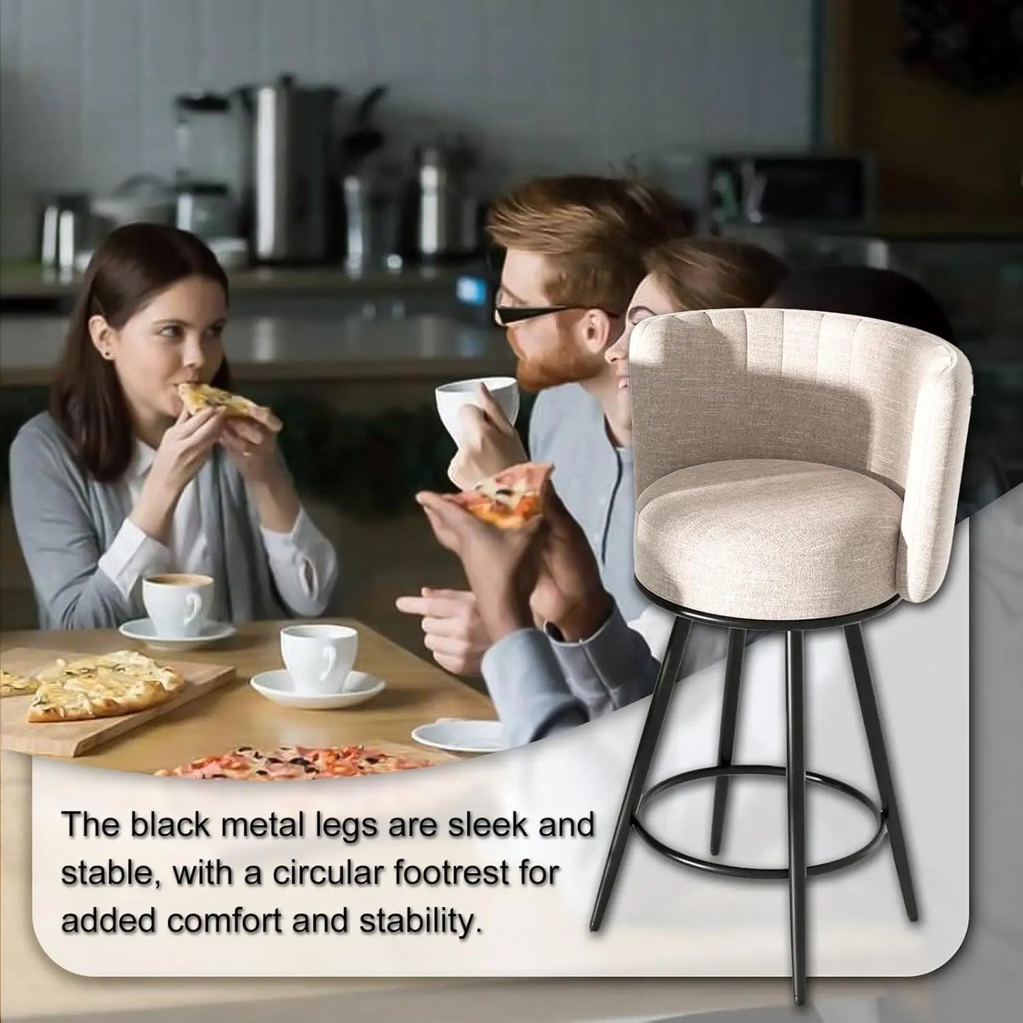 Bar Stools Set of 4, 27" Tufted Modern Counter Height Bar Stools