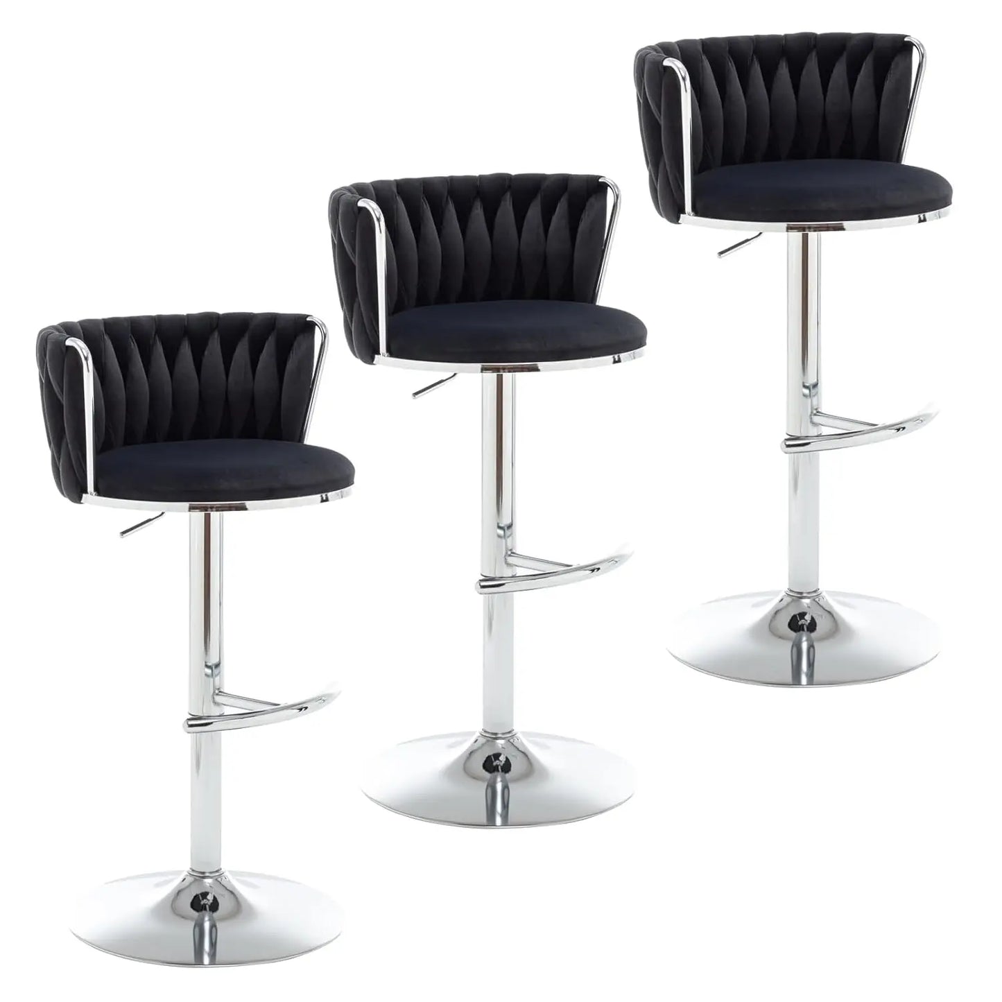 Gold Velvet Bar Stools Set of 3