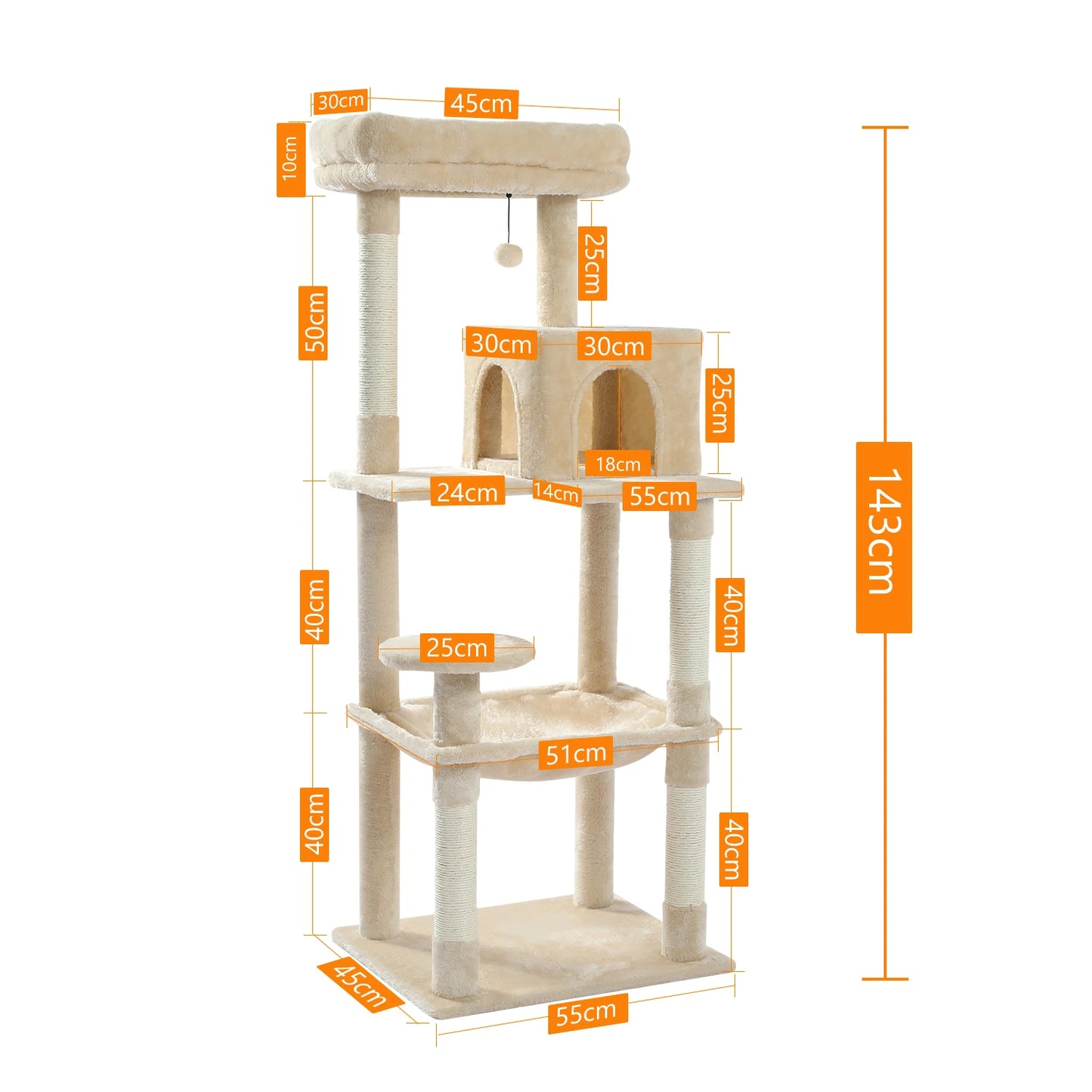 Cat Tree For Indoor Cats 5-Level Cat Tower
