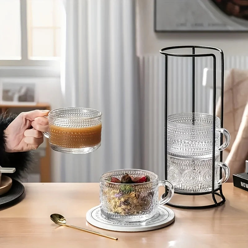 4-piece set glass cups wooden lids