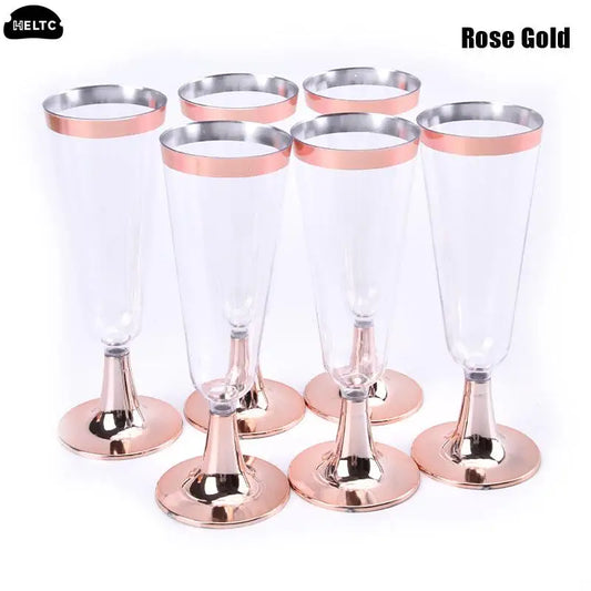 50Pc Plastic Disposable Red Wine, Champagne Flutes