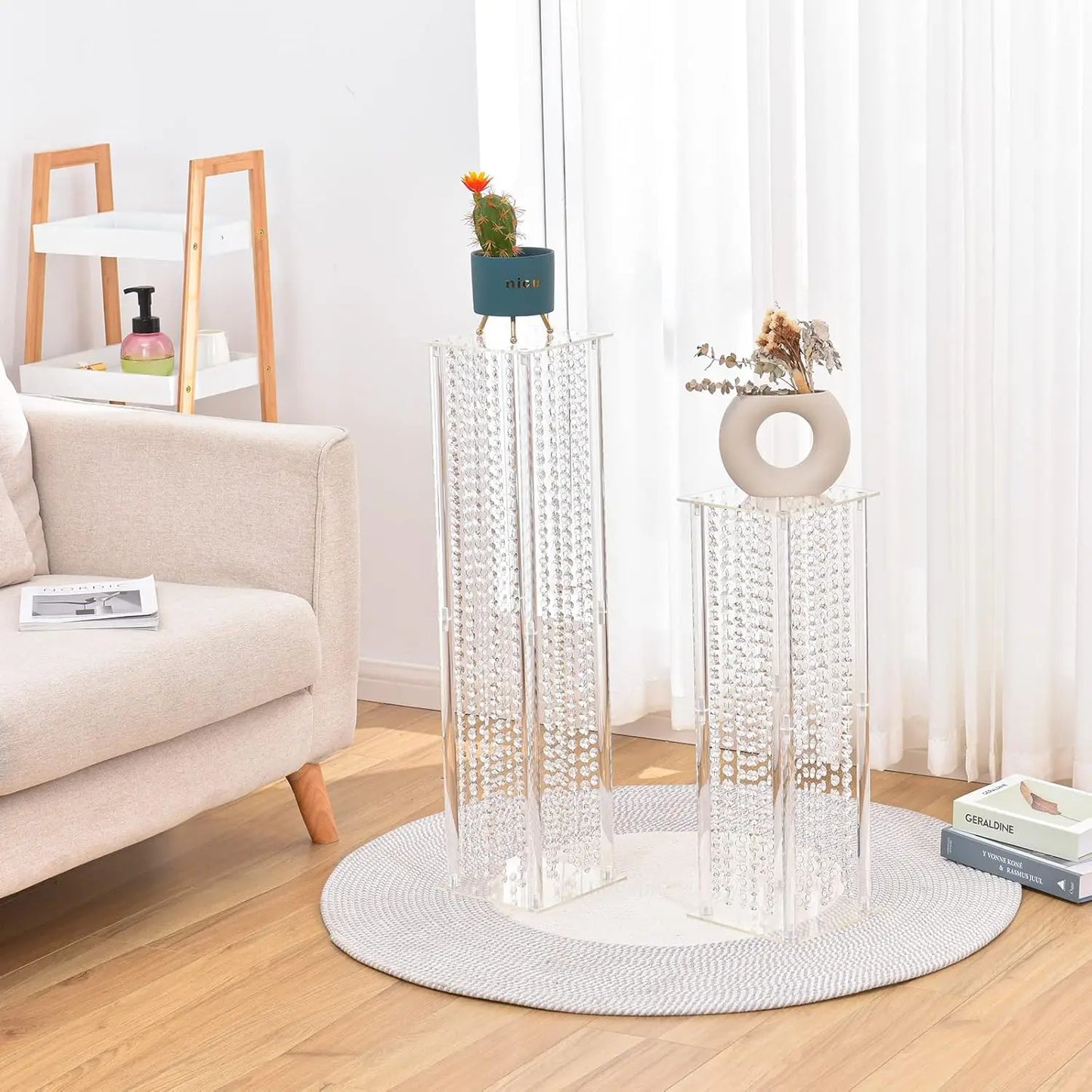 8PCS Acrylic Flower Stand with Crystals Beads