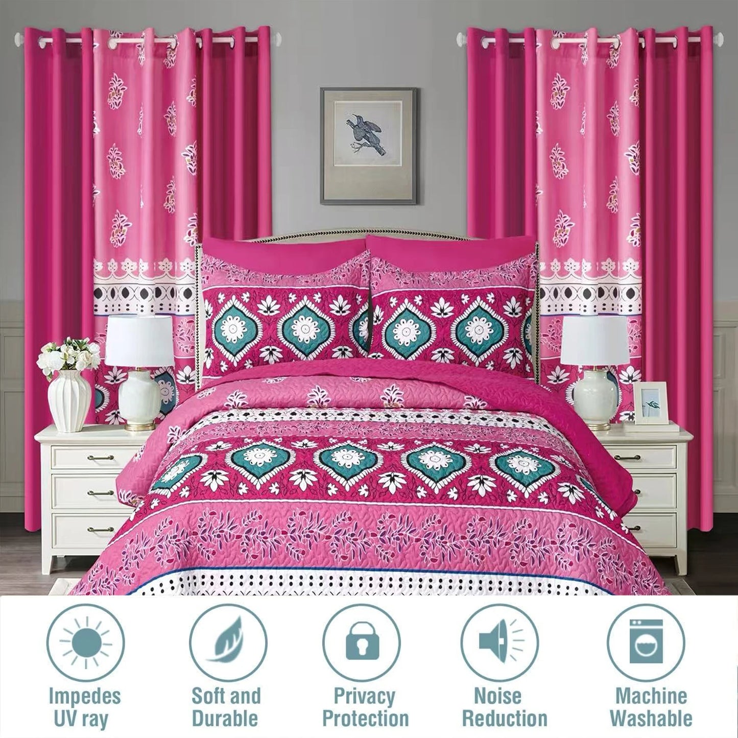 10 Pcs Printed Bedspread Set