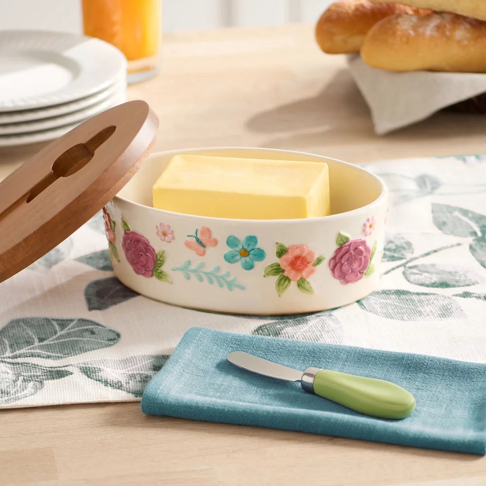Painted Meadow Butter Dish Set With Knife