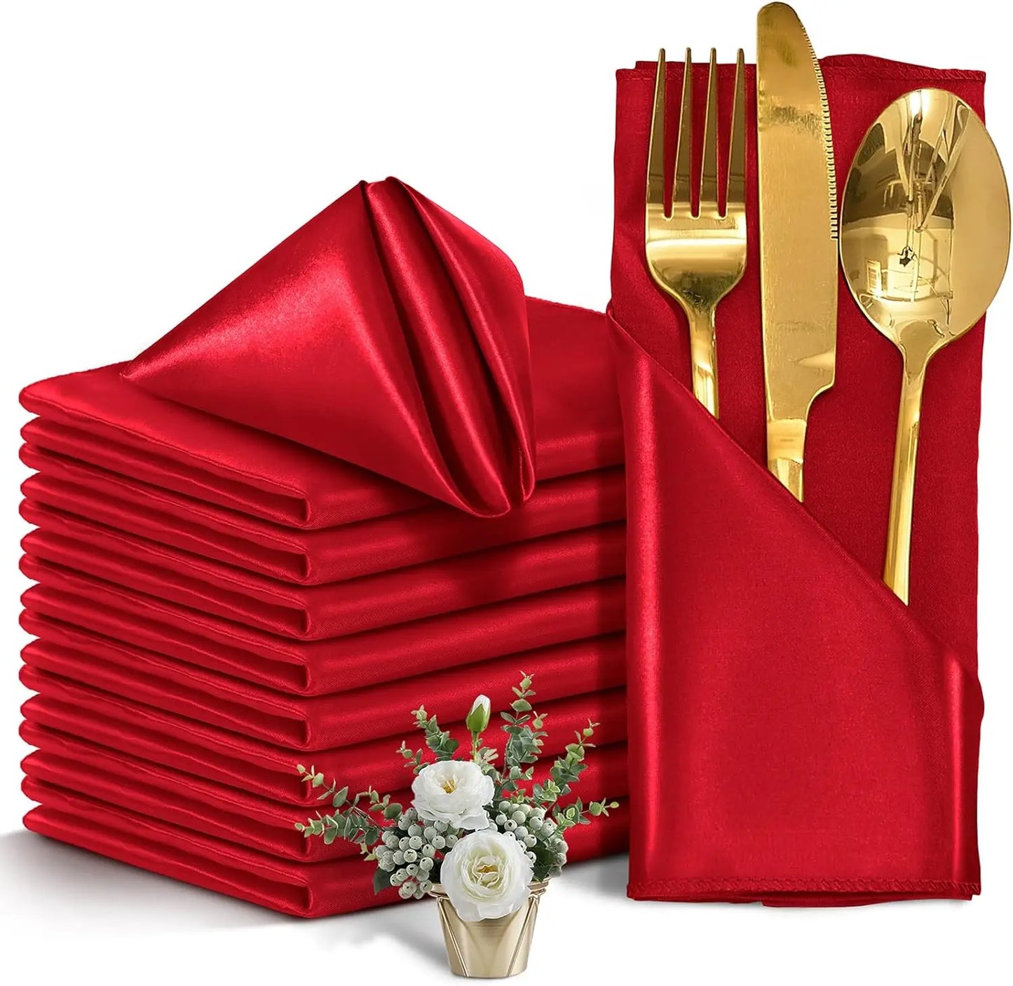 24 Pcs Satin Square Table Napkins